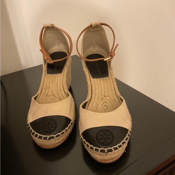 Tory Burch Color Block Wedge Espadrille Sandals - Picture 2 of 12